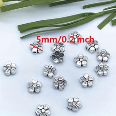 50pcs Antique Silver Flower Beads 5mm Daisy Metal Spacer Beads