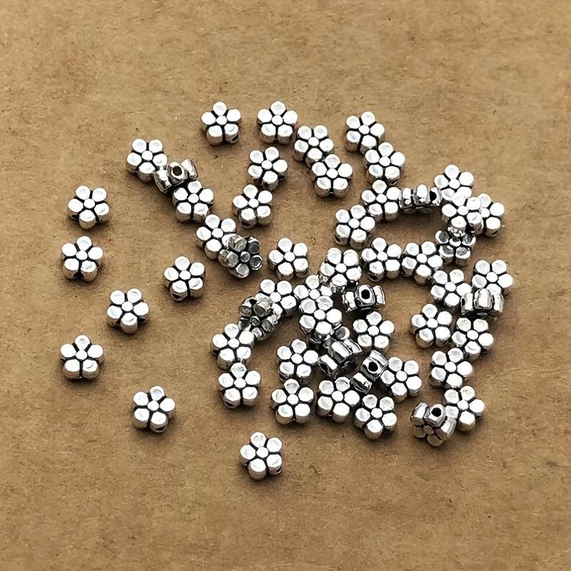 50pcs Antique Silver Flower Beads 5mm Daisy Metal Spacer Beads