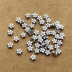 50pcs Antique Silver Flower Beads 5mm Daisy Metal Spacer Beads