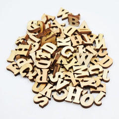 100pcs 15mm Wooden Alphabet Letters DIY Crafting Decoration Teaching Wood Pieces