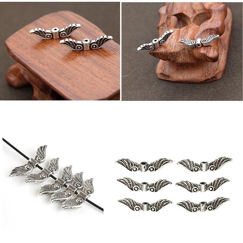 50pcs Antique Silver Bronze Charms Angel Fairy Wings Jewelry Crafting