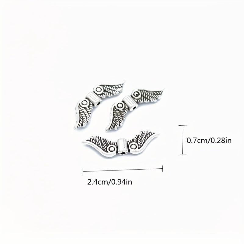 50pcs Antique Silver Bronze Charms Angel Fairy Wings Jewelry Crafting
