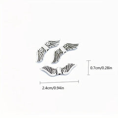 50pcs Antique Silver Bronze Charms Angel Fairy Wings Jewelry Crafting