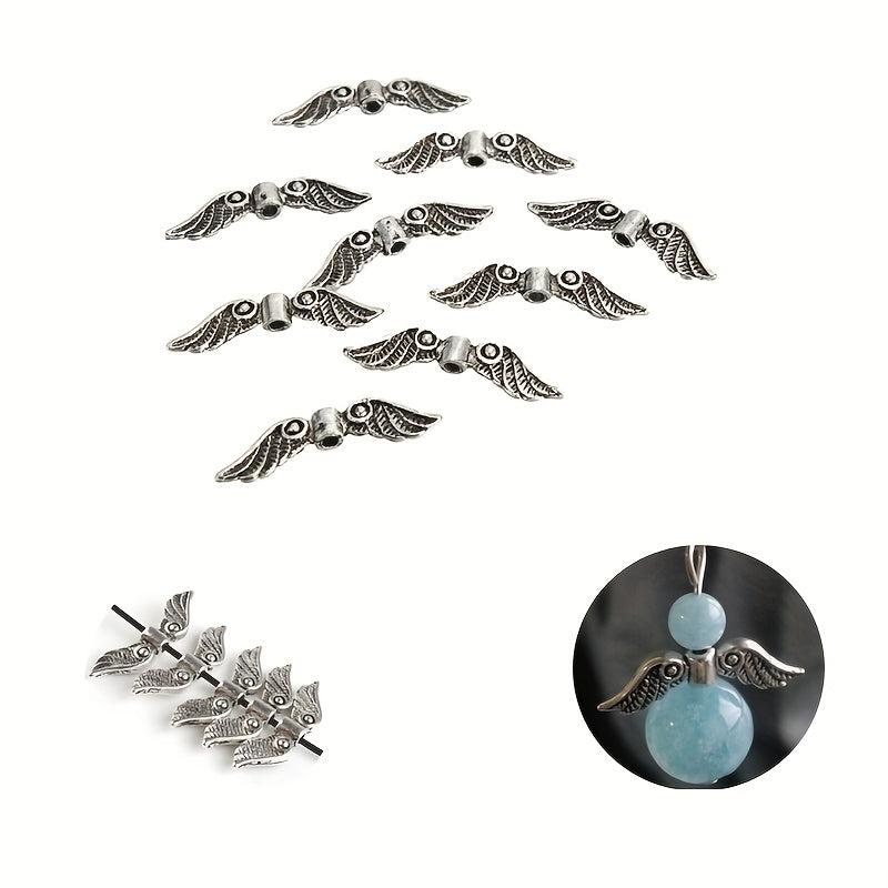 50pcs Antique Silver Bronze Charms Angel Fairy Wings Jewelry Crafting
