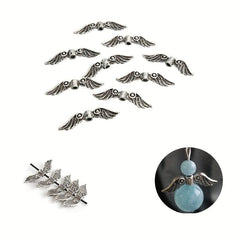 50pcs Antique Silver Bronze Charms Angel Fairy Wings Jewelry Crafting