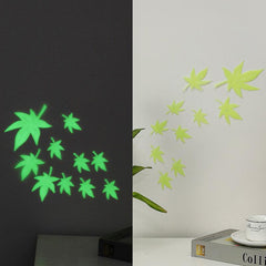 10pcs Noctilucent Maple Leaf Wall Stickers - Glow in the Dark Decor