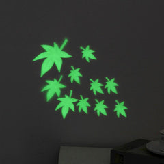 10pcs Noctilucent Maple Leaf Wall Stickers - Glow in the Dark Decor
