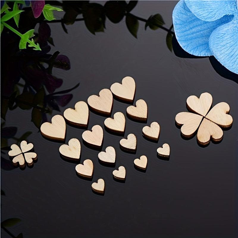 200pcs DIY Laser Cut Wood Heart Peach Wood Patches
