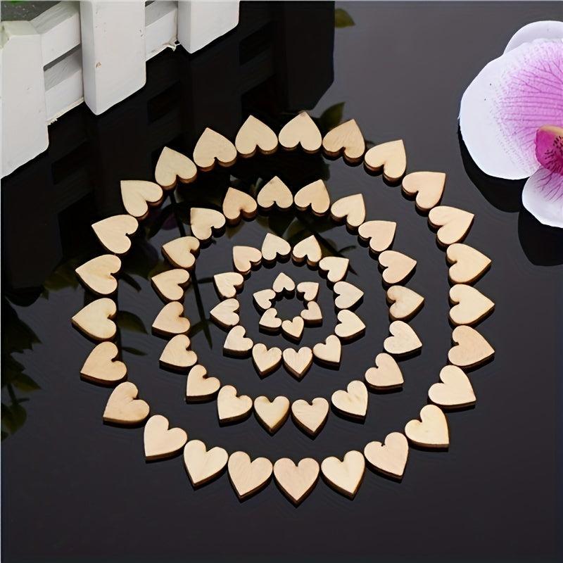 200pcs DIY Laser Cut Wood Heart Peach Wood Patches