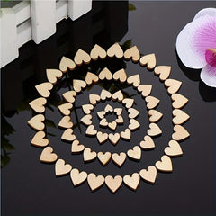 200pcs DIY Laser Cut Wood Heart Peach Wood Patches
