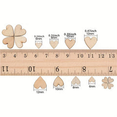 200pcs DIY Laser Cut Wood Heart Peach Wood Patches