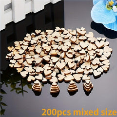 200pcs DIY Laser Cut Wood Heart Peach Wood Patches