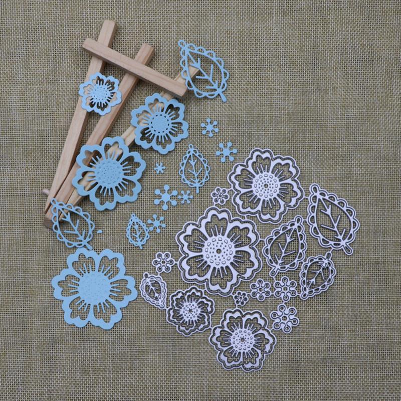 Metal Spring Summer Flower Cutting Dies Symmetry Pattern Floral 4 Leaf Die Cuts