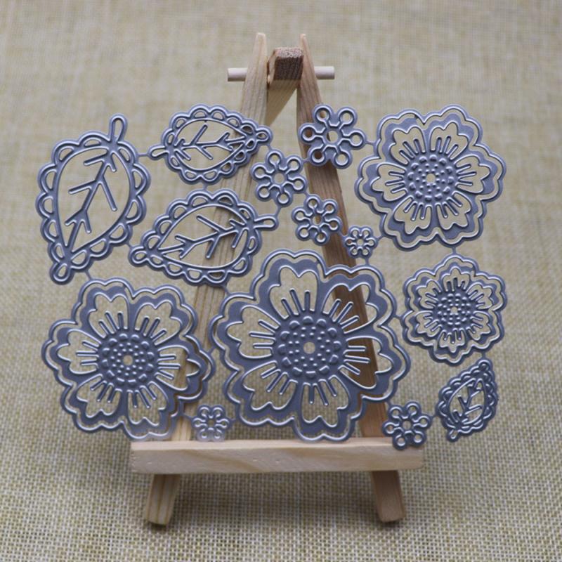 Metal Spring Summer Flower Cutting Dies Symmetry Pattern Floral 4 Leaf Die Cuts