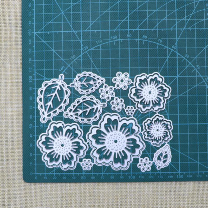 Metal Spring Summer Flower Cutting Dies Symmetry Pattern Floral 4 Leaf Die Cuts