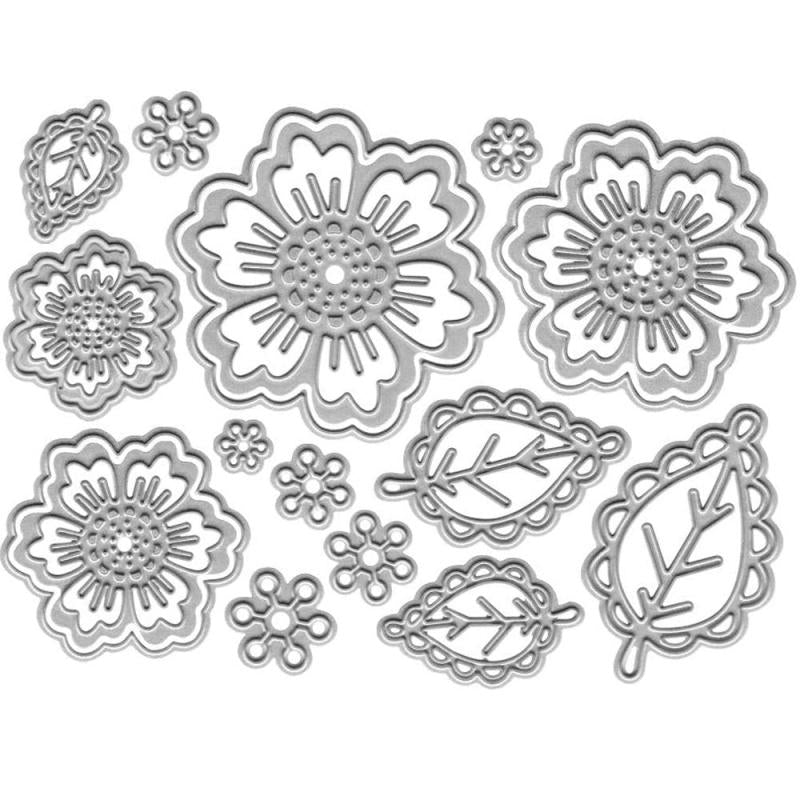 Metal Spring Summer Flower Cutting Dies Symmetry Pattern Floral 4 Leaf Die Cuts