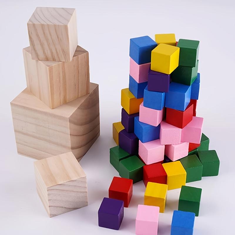 12Pc Unfinished Wooden Cubes for DIY Crafts