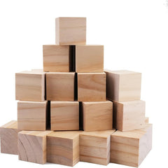 12Pc Unfinished Wooden Cubes for DIY Crafts