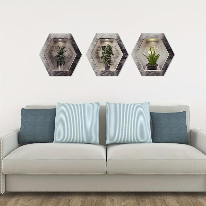 Hexagonal Plant Wall Stickers Set