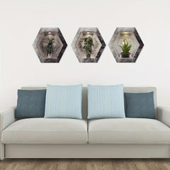 Hexagonal Plant Wall Stickers Set