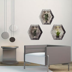 Hexagonal Plant Wall Stickers Set