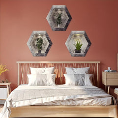Hexagonal Plant Wall Stickers Set