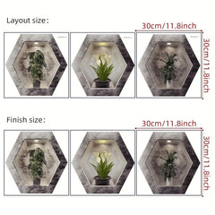 Hexagonal Plant Wall Stickers Set