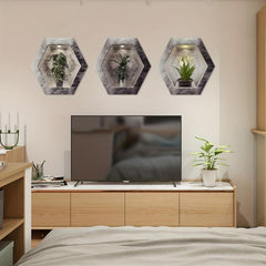 Hexagonal Plant Wall Stickers Set