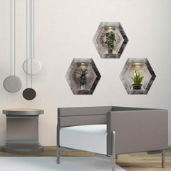 Hexagonal Plant Wall Stickers Set