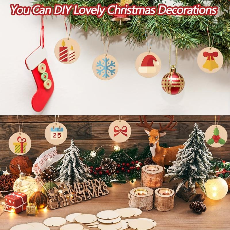 50pcs Unfinished Wood Circles for DIY Crafts & Christmas Decorations