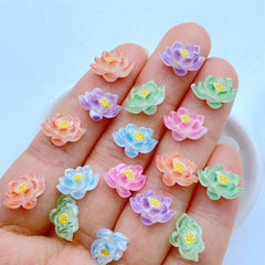 10pcs Resin Lotus Flat Back Phone Deco Parts - Hair Bows Accessories