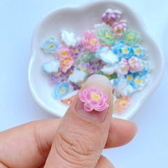 10pcs Resin Lotus Flat Back Phone Deco Parts - Hair Bows Accessories