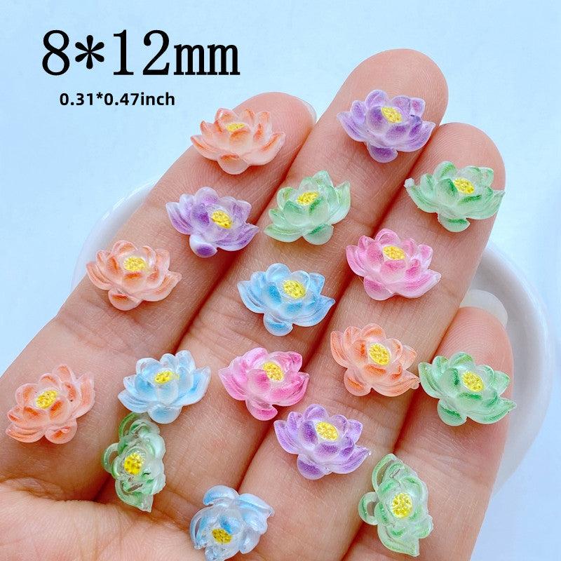 10pcs Resin Lotus Flat Back Phone Deco Parts - Hair Bows Accessories