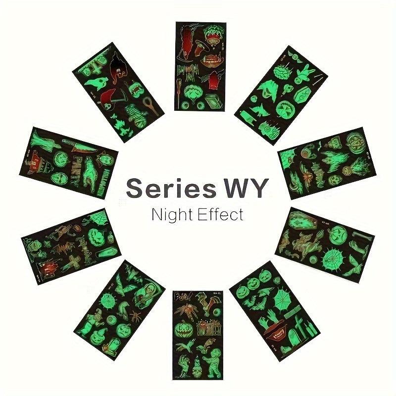 Halloween Temporary Tattoos Glow in Dark Face Stickers Waterproof Makeup