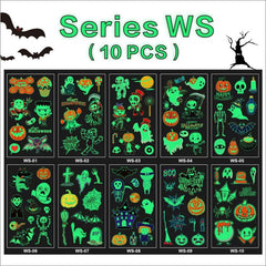 Halloween Temporary Tattoos Glow in Dark Face Stickers Waterproof Makeup