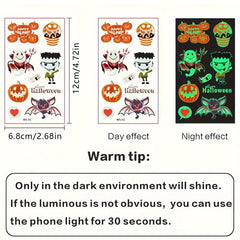 Halloween Temporary Tattoos Glow in Dark Face Stickers Waterproof Makeup