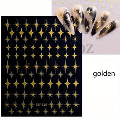 Nail Art Stickers American Four pointed Star Flat Nail Back Glue Stickers