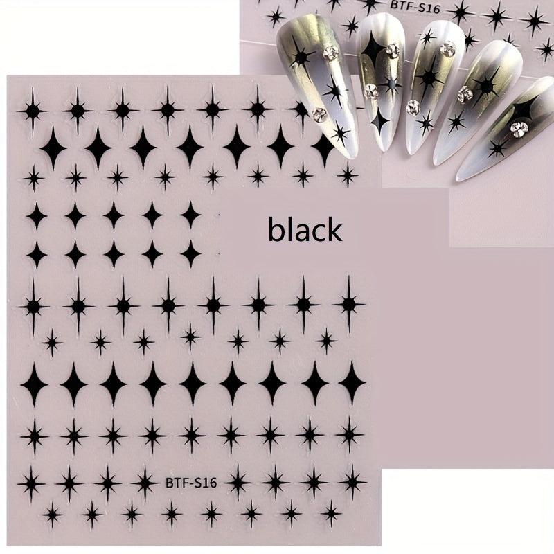 Nail Art Stickers American Four pointed Star Flat Nail Back Glue Stickers
