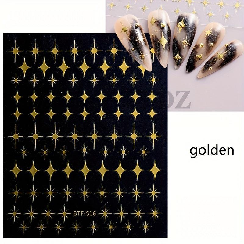 Nail Art Stickers American Four pointed Star Flat Nail Back Glue Stickers