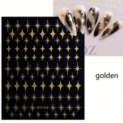 Nail Art Stickers American Four pointed Star Flat Nail Back Glue Stickers