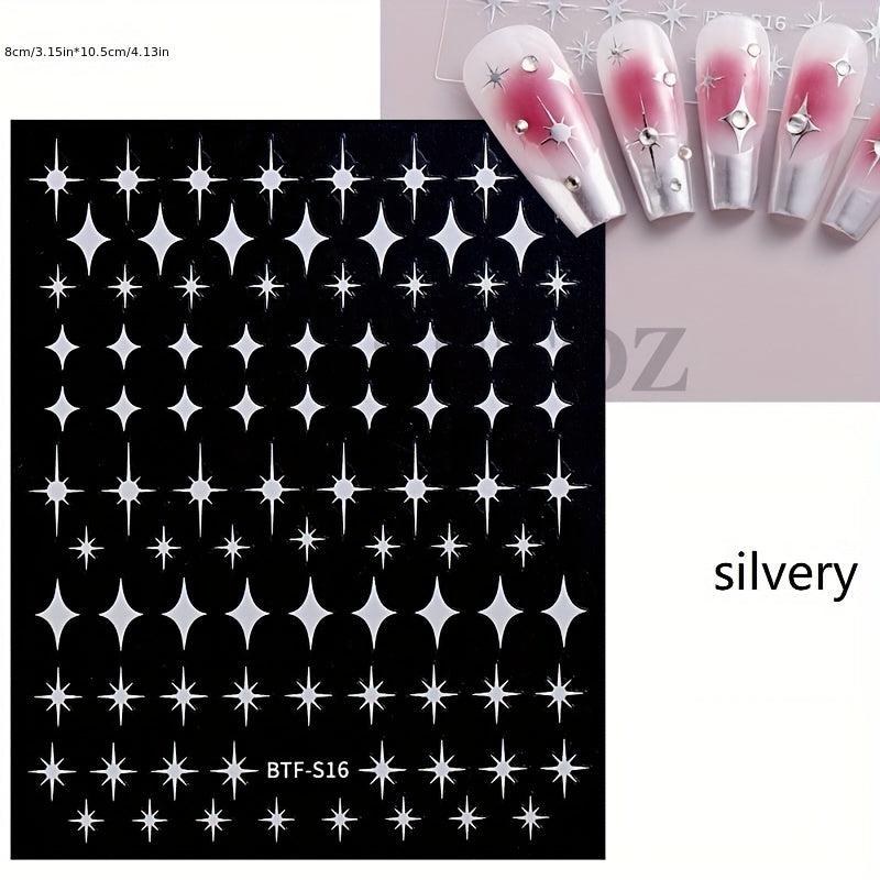 Nail Art Stickers American Four pointed Star Flat Nail Back Glue Stickers