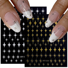 Nail Art Stickers American Four pointed Star Flat Nail Back Glue Stickers