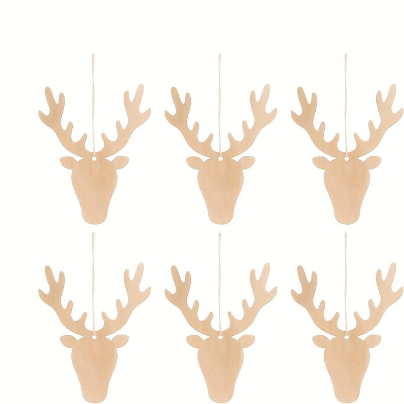 10pcs Unfinished Wooden Slices Animal Decor Wall Hanging Deer Crafts Xmas