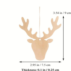 10pcs Unfinished Wooden Slices Animal Decor Wall Hanging Deer Crafts Xmas