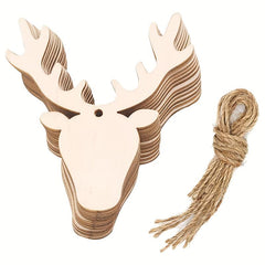 10pcs Unfinished Wooden Slices Animal Decor Wall Hanging Deer Crafts Xmas
