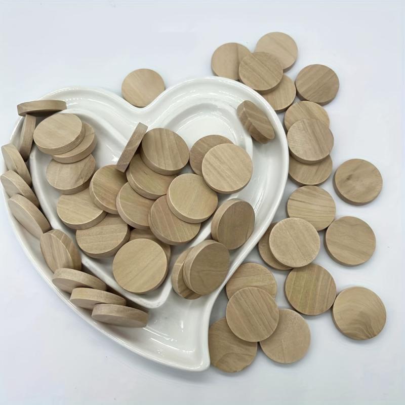 50 Natural Wood Slices Unfinished Round Wood Coins for Crafts & Projects