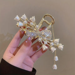 Rhinestone Butterfly Hair Clip with Tassel for Girls