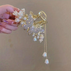 Rhinestone Butterfly Hair Clip with Tassel for Girls