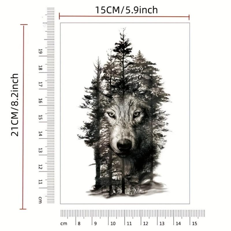 Forest Wolf Tattoo Sticker Waterproof Temporary Arm Body Stickers