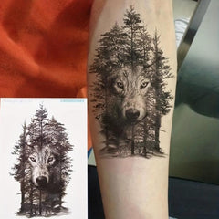 Forest Wolf Tattoo Sticker Waterproof Temporary Arm Body Stickers